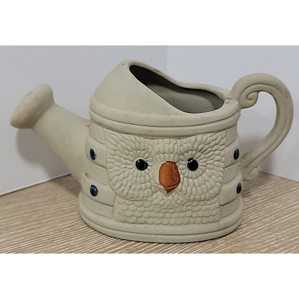 Vintage Ceramic Owl Planter Watering Can Design Succulents Cactus Small Flowers